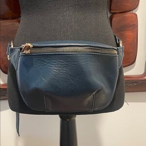 Chic Navy Leather Crossbody/Waist Bag